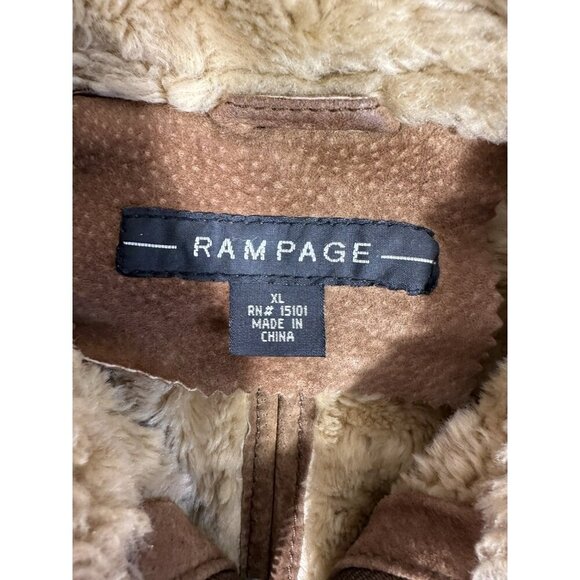 Y2K Vintage Rampage Jacket Womens Extra Large Brown Suede Shearling 90s Grunge - Picture 6 of 16